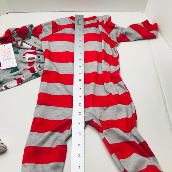 2 Pack Just One You Made By Carter's Baby 12 Month Dark Santa Footed Pajama New - Picture 16 of 16